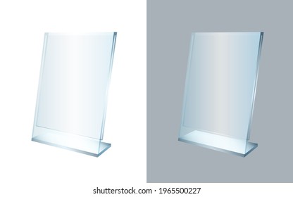 3D Transparent Acrylic Stand For A4 Paper Page. EPS10 Vector