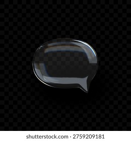 3D transparent glass chat bubble icon with refraction and holographic rainbow effect. Perfect for talk, message, or communication concepts.