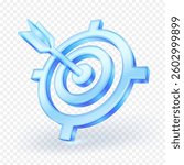 3D transparent glass target icon. Symbolizing precision, goal achievement, and success isolated on white background. Vector illustration.