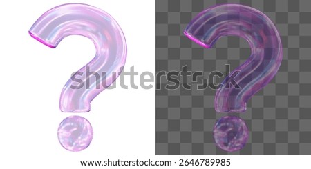 3d transparent neon question mark. Faq problem solution symbol. Vector illustration on isolated background.
