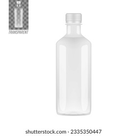 3D Transparent Plastic Bottle With Glossy Highlights. EPS10 Vector svg