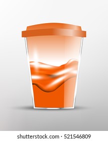 3D transparent plastic (glass) cup with delicious product.