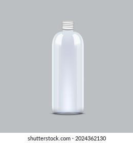3D Transparent Plastic Tall Water Bottle With Silver Cap. EPS10 Vector