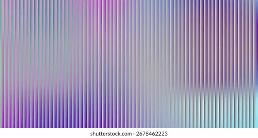 3d transparent ribbed glass background with refraction and holographic effect. Reeded glass with rainbow gradient. Render of corrugated wall with overlay reflection light on dark.

