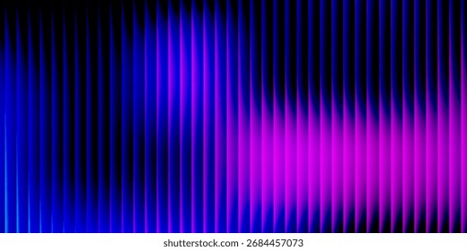 3d transparent ribbed glass background with refraction and holographic effect. Reeded glass with rainbow gradient. Render of corrugated wall with overlay reflection light on dark.

