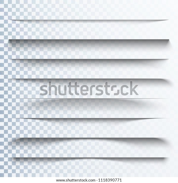 3d transparent shadows effect. Page dividers
with transparent shadows. Pages separation set. Transparent shadow
realistic illustration
