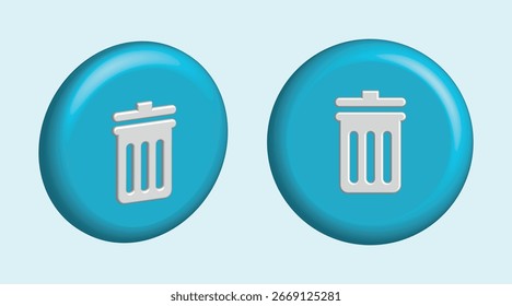 3D Trash Can Icon Set