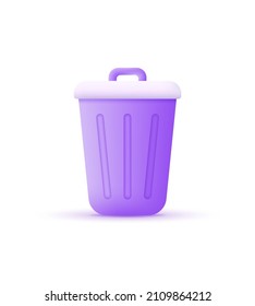 3d trash can isolated on white background. Recycle bin icon. Trendy and modern vector in 3d style.