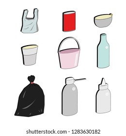 3d trash, toxic, pollution, bin object, vector illustrator