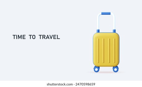 3d Travel Bag. Travel creative concept. 3D luggage icon. suitcase for vacation, holiday, tourism. 3d rendering. Vector illustration