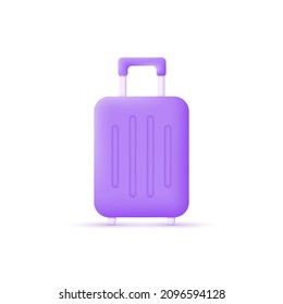 3d travel bag icon isolated on white background. Suitcase. Tourism and travel concept. Trendy and modern vector in 3d style for web design.