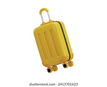 3d travel suitcase with wheels and handle icon illustration