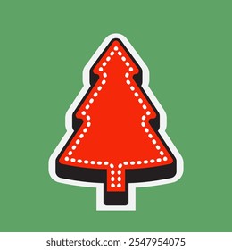 3D Tree Christmas Box Shape. Tenth Style Label Icon. High Quality Vector Icon. Editable Vector