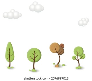 3d trees for landscape design. Icons for city maps, games. Vector Illustration.