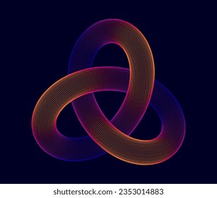 3D Trefoil Torus Knot Dynamic Round Shape. Abstract Modern Graphic Design Element. Geometric Symbol. Creative Vector Template. Impossible Circle Sign. Abstract Design, Impossible Object.