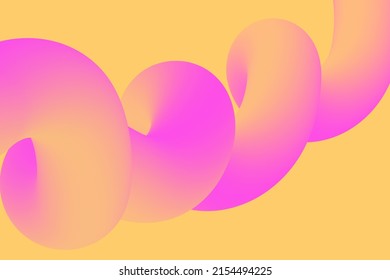 3d trend gradient colorful motion twisted liquid line shape abstract background. Pink, orange fluid flow wave. Vector illustration