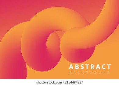 3d trend gradient colorful motion twisted liquid line shape abstract background. Red, orange fluid flow wave. Vector illustration