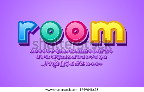 3d Trendy Font Bright Rounded Alphabet Stock Vector Royalty Free