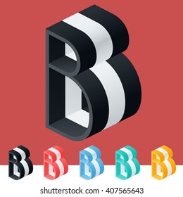 Alfabeto gráfico vectorial 3D de moda y elegante. Colores opcionales diferentes. Letra B