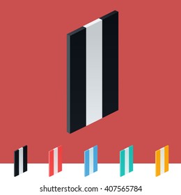 Alfabeto gráfico vectorial 3D de moda y elegante. Colores opcionales diferentes. Letra I