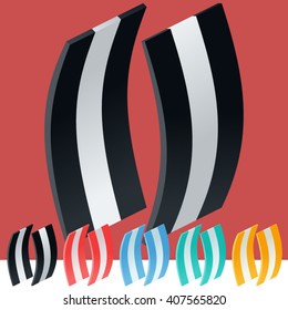 Alfabeto gráfico vectorial 3D de moda y elegante. Colores opcionales diferentes. Símbolo 4