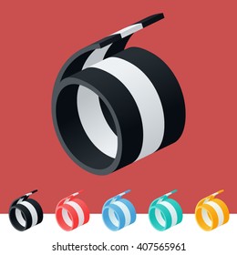 3D trendy and stylish  graphic vector stripped  alphabet. Optional different colors. Number 6