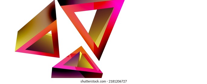 3d triangle abstract background. Basic shape technology or business concept composition. Trendy techno business template for wallpaper, banner, background or landing