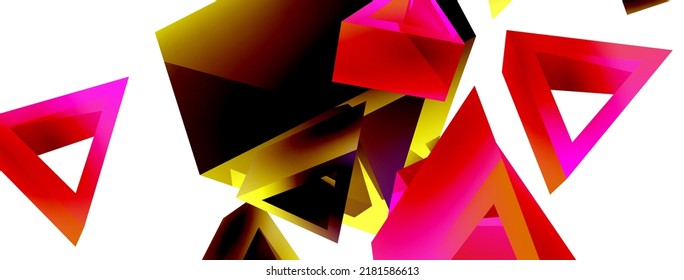 3d triangle abstract background. Basic shape technology or business concept composition. Trendy techno business template for wallpaper, banner, background or landing