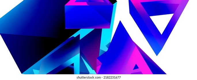 3d triangle abstract background. Basic shape technology or business concept composition. Trendy techno business template for wallpaper, banner, background or landing