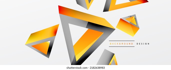 3d triangle abstract background. Basic shape technology or business concept composition. Trendy techno business template for wallpaper, banner, background or landing