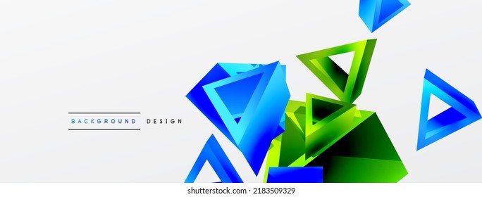 3d triangle abstract background. Basic shape technology or business concept composition. Trendy techno business template for wallpaper, banner, background or landing