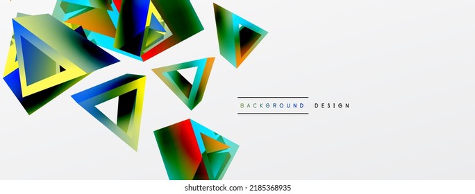 3d triangle abstract background. Basic shape technology or business concept composition. Trendy techno business template for wallpaper, banner, background or landing