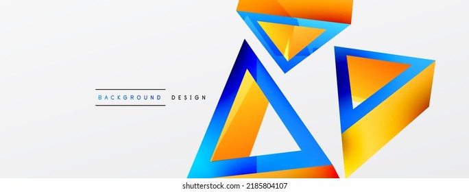 3d triangle abstract background. Basic shape technology or business concept composition. Trendy techno business template for wallpaper, banner, background or landing