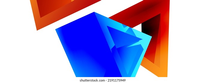 3d triangle abstract background. Basic shape technology or business concept composition. Trendy techno business template for wallpaper, banner, background or landing