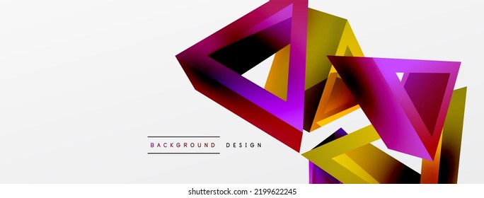 3d triangle abstract background. Basic shape technology or business concept composition. Trendy techno business template for wallpaper, banner, background or landing