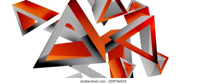3d triangle abstract background. Basic shape technology or business concept composition. Trendy techno business template for wallpaper, banner, background or landing