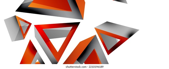 3d triangle abstract background. Basic shape technology or business concept composition. Trendy techno business template for wallpaper, banner, background or landing