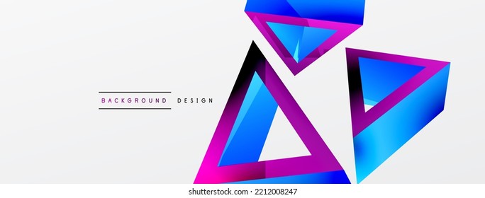 3d triangle abstract background. Basic shape technology or business concept composition. Trendy techno business template for wallpaper, banner, background or landing