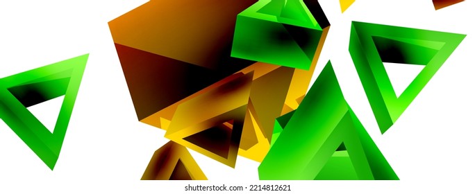 3d triangle abstract background. Basic shape technology or business concept composition. Trendy techno business template for wallpaper, banner, background or landing