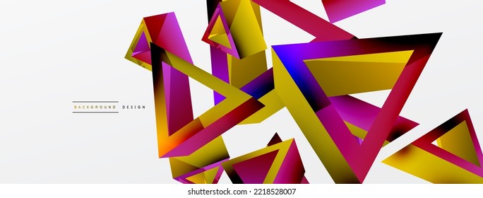 3d triangle abstract background. Basic shape technology or business concept composition. Trendy techno business template for wallpaper, banner, background or landing