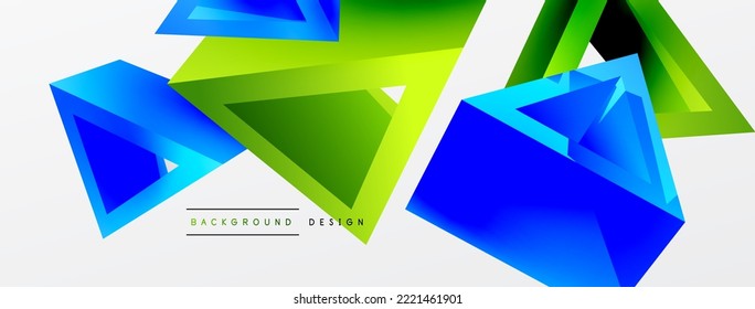3d triangle abstract background. Basic shape technology or business concept composition. Trendy techno business template for wallpaper, banner, background or landing