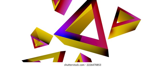 3d triangle abstract background. Basic shape technology or business concept composition. Trendy techno business template for wallpaper, banner, background or landing