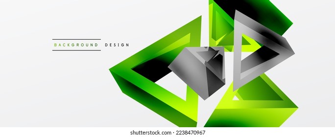 3d triangle abstract background. Basic shape technology or business concept composition. Trendy techno business template for wallpaper, banner, background or landing