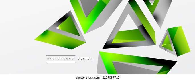 3d triangle abstract background. Basic shape technology or business concept composition. Trendy techno business template for wallpaper, banner, background or landing