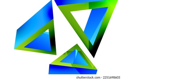 3d triangle abstract background. Basic shape technology or business concept composition. Trendy techno business template for wallpaper, banner, background or landing