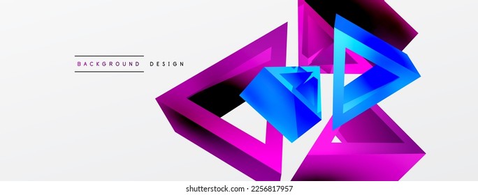 3d triangle abstract background. Basic shape technology or business concept composition. Trendy techno business template for wallpaper, banner, background or landing