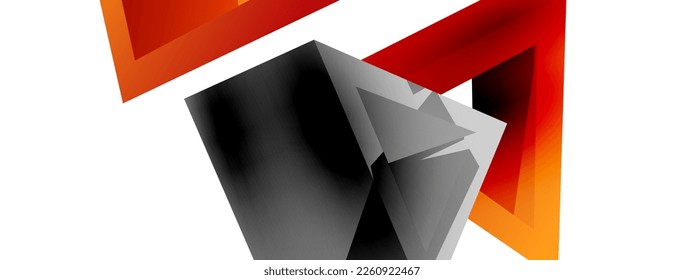 3d triangle abstract background. Basic shape technology or business concept composition. Trendy techno business template for wallpaper, banner, background or landing