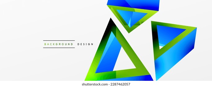 3d triangle abstract background. Basic shape technology or business concept composition. Trendy techno business template for wallpaper, banner, background or landing