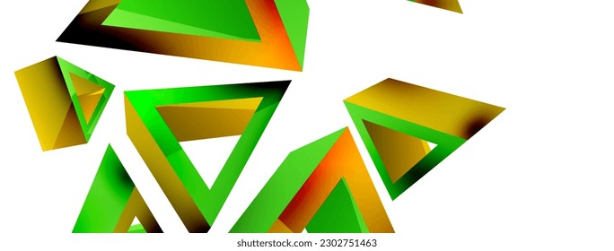 3d triangle abstract background. Basic shape technology or business concept composition. Trendy techno business template for wallpaper, banner, background or landing