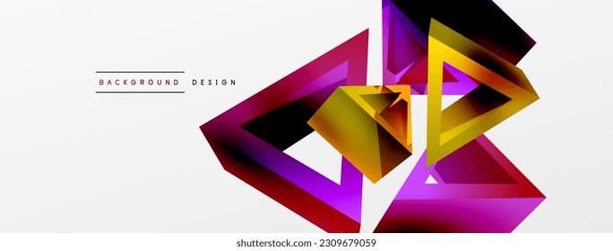 3d triangle abstract background. Basic shape technology or business concept composition. Trendy techno business template for wallpaper, banner, background or landing